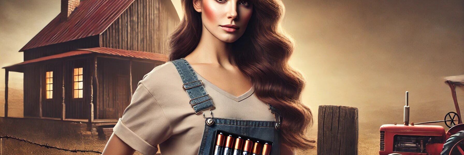 A homesteader lovingly holding her favorite rechargeable batteries